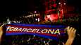 FC Barcelonan kannattajat juhlivat mestaruutta Barcelonan keskustassa La Ramblalla.