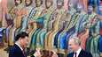 Kiinan johtaja Xi Jinping ja Venäjän presidentti Vladimir Putin kilistelivät 21. maaliskuuta. Kuva on Venäjän valtiollisen uutistoimiston Sputnikin välittämä.