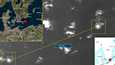 ImageSat International -satelliittiyhtiön perjantaina julkaisemassa kuvassa näkyy kuinka Nord Stream 1 -kaasuputken kahden vuotokohdan välimatka on noin kuusi kilometriä.