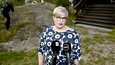 Valtiovarainministeri Annika Saarikko (kesk) puhui toimittajille Espoon Moisniemessä keskiviikkoaamuna ennen valtiovarainministeriön budjettineuvottelujen alkua.