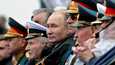 Venäjän presidentti seurasi voitonpäivän paraatia Moskovan Punaisella torilla viime toukokuussa.