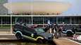 Liittovaltion kongressin poliisijoukot ihmettelivät altaaseen jumittunutta autoaan Jair Bolsonaron kannattajien kiivettyä kongressitalon katolle Brasíliassa sunnuntaina.