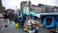 Turvapaikanhakijoiden telttaleiri Brysselissä 20. helmikuuta.