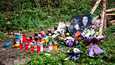 Craig Breenin kohtalokkaalle onnettomuuspaikalle on tuotu paljon kukkia kunnioittamaan menehtyneen rallikuskin muistoa.