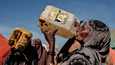 60-vuotias Hawa Mohamed Isack (oik.) joi vettä vedenjakelupaikalla Somalian Baidoassa 13. helmikuuta. Somaliassa nälänhätä uhkaa miljoonia ihmisiä. YK:n huhtikuussa julkaiseman tiedotteen mukaan Somalian nälänhädän taustalla on muun muassa huonot sadeolosuhteet ja ruoan hinnan räjähdysmäinen nousu.