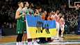 Belgradin Punaisen tähden pelaajat eivät kannatelleet kotijoukkueen ja erotuomareiden tavoin Ukrainaa tukevaa lakanaa sunnuntaina Liettuassa.