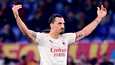 Zlatan Ibrahimovič tuuletti maaliaan AS Romaa vastaan sunnuntaina.