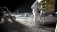 Ihminen palaa Kuuhun ehkä marraskuussa 2025. Astronautti laskeutumassa Kuun pinnalle Nasan julkaisemassa havainnekuvassa. 