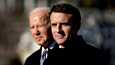 Yhdysvaltain presidentti Joe Biden (vas.) ja Ranskan presidentti Emmanuel Macron tapasivat Valkoisessa talossa 1. joulukuuta.