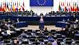 EU-parlamentilla on meneillään istuntoviikko Strasbourgissa Ranskassa. Kuva tiistailta, jolloin parlamentti kuuli komission puheenjohtajan Ursula von der Leyenin puheenvuoron EU:n Kiina-politiikasta.