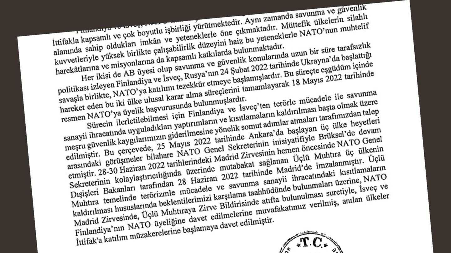 Nato | Erdoğanin suosituskirje Suomen Nato-jäsenyydelle saapui Turkin parlamenttiin – kirjeessä Ruotsiakin kohdellaan suopeasti