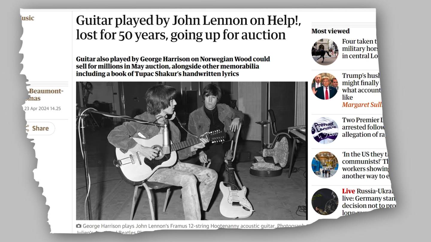 The Beatles | Omistajat olivat unohtaneet omistavansa: 50 vuotta kateissa ollut Beatles-kitara löytyi