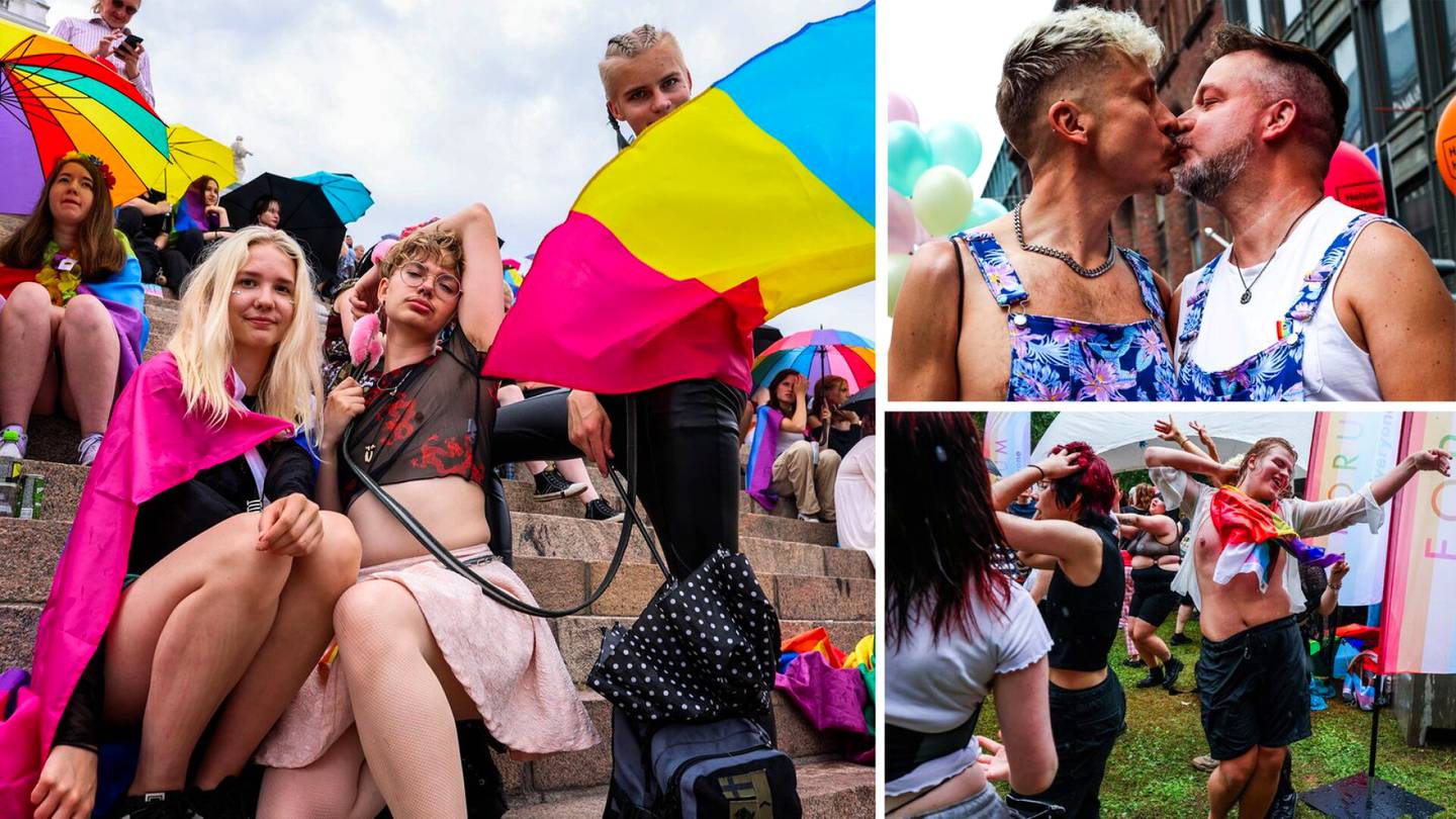 Kuvakooste | Rankkasade ei estänyt noin 100 000 ihmisen marssia Helsinki Pride -kulkueessa