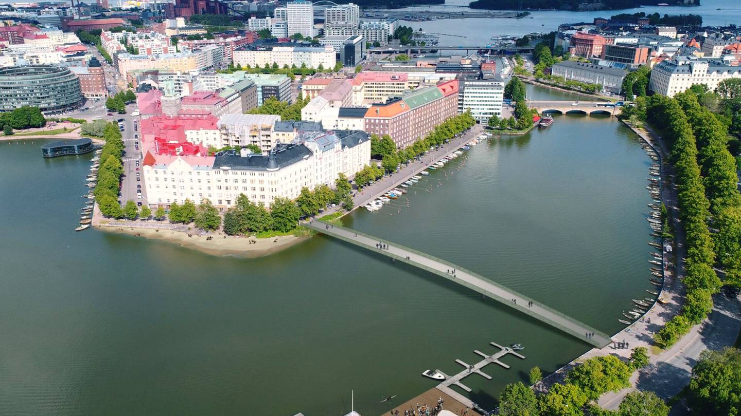 Kaupunkisuunnittelu | Kävelijöille ja pyöräilijöille ehdotetaan uutta siltaa Helsingin keskustaan – Silta tulisi keskelle kulttuurimaisemaa