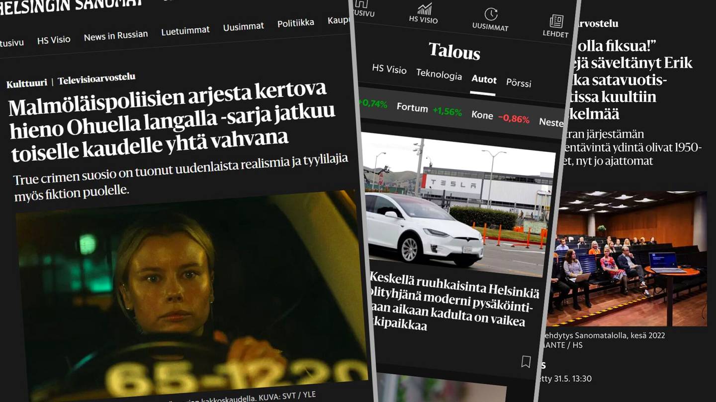 Journalismi | Nyt voit lukea Helsingin Sanomia tummassa tilassa