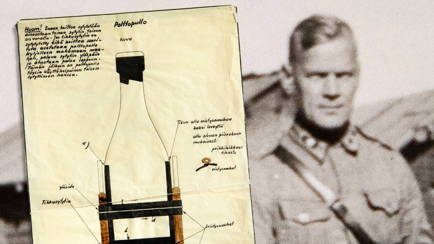 Arkistolöytö | Suomalais­kapteenin kehittämän Molotovin cocktailin piirustukset löytyivät ”unholasta”