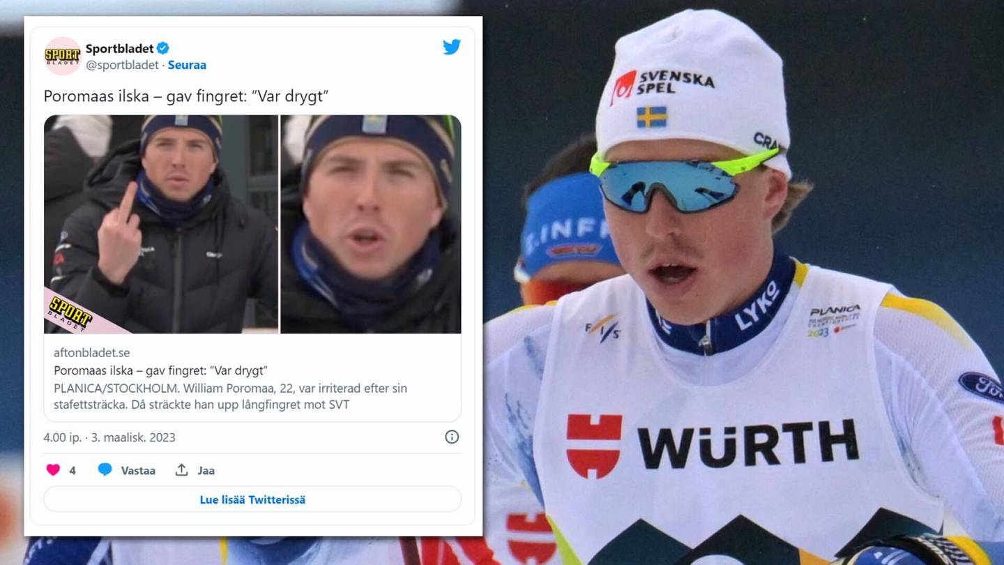 MM-hiihdot | Kuvaaminen meni Ruotsin hiihtotähdellä tunteisiin – näytti tv-kameralle keskisormea