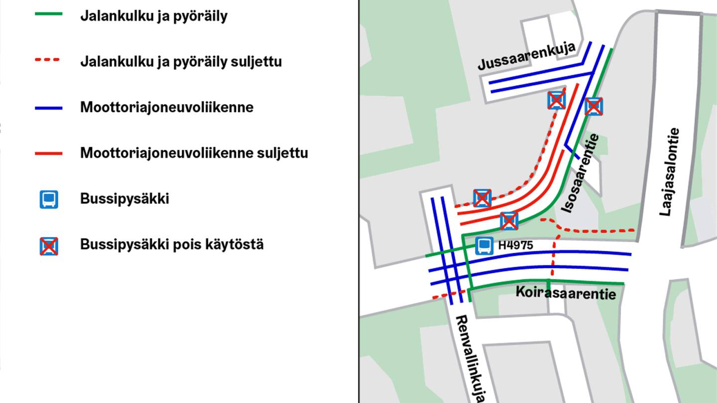 Liikenne | Raitiotien rakennustyöt tuovat muutoksia liikenteeseen Helsingin Laajasalossa