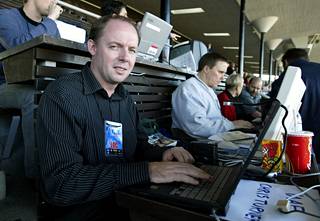 Chris Turner photographed in Helsinki during the Finland-Sweden match in 2003.