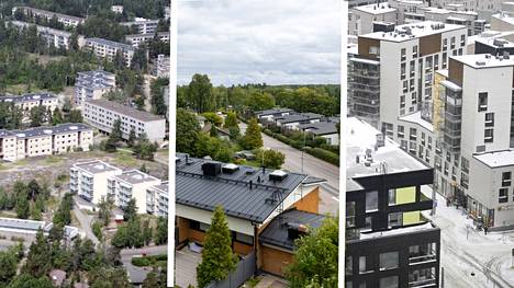 Helsingin asuinalueet ovat jakautuneet vapaarahoitteisiin ja hintasäädeltyihin asuntoihin. Kuvassa Jakomäki, Tammisalo ja Jätkäsaari.