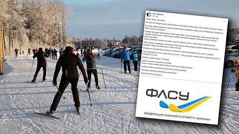 Axa Sorjanen kirjoitti Facebookiin järjestävänsä hiihtokursseja Paloheinässä niille, jotka tukevat Ukrainaa Unicefin tai SPR:n keräysten kautta.