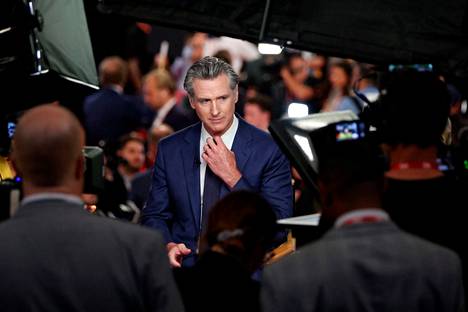 California Governor Gavin Newsom spoke to the media after the election debate local time on Thursday.