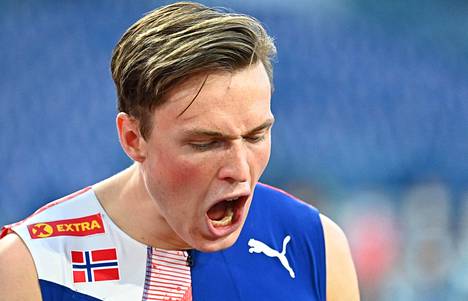 Karsten Warholm juoksi Oslossa uuden 400 metrin aitojen ME:n. Kuva Rooman Timanttiliigasta viime vuoden syyskuusta.