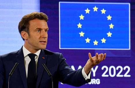 Ranskan presidentti Emmanuel Macron puhui maanantaina Strasbourgissa.