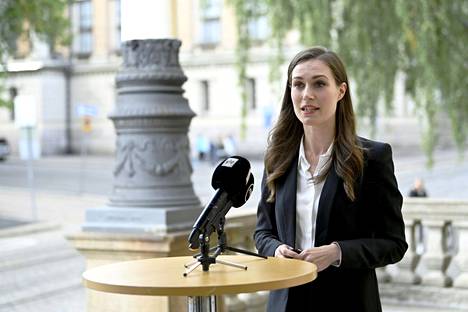 Pääministeri Sanna Marin puhui medialle Säätytalossa pidettyjen valtioneuvoston yleisistunnon ja hallituksen neuvottelujen jälkeen Helsingissä 2. syyskuuta 2021.