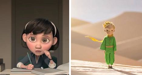 Pikku prinssi -elokuvassa yhdistetään tietokone- (vas.) ja nukkeanimaatioita.