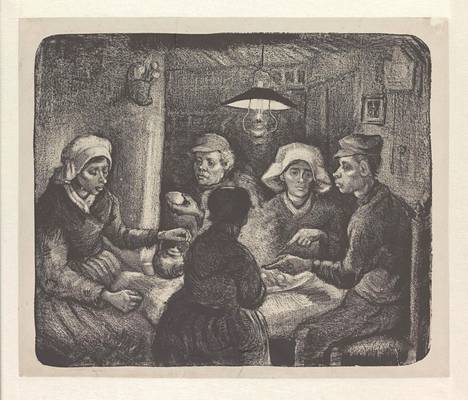 Kuulun Perunansyöjät-teoksen litografiaversio on vuodelta 1885.