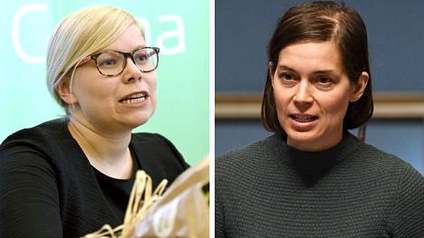 Vihreiden kansanedustajat Saara Hyrkkö ja Mari Holopainen.