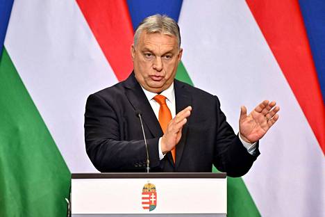 Unkarin pääministeri Viktor Orbán lehdistötilaisuudessa Budapestissä viime joulukuussa.