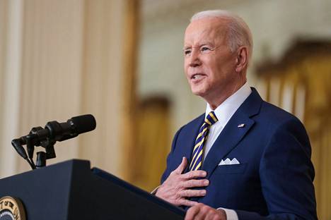 Yhdysvaltain presidentti Joe Biden puhui Valkoisessa talossa Washingtonissa keskiviikkona oltuaan vuoden virassaan.