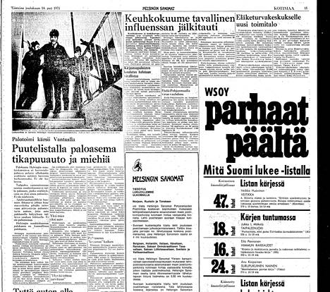 Helsingin Sanomat kertoi 14.12.1971 kuvallisessa jutussa Vantaan palokunnan surkeasta tilanteesta. 