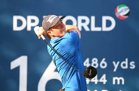 Viktor Hovland Dubaissa lauantaina golfin Euroopan-kiertueen (ET) finaalin 3. päivänä.