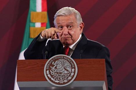 Meksikon presidentti Andrés Manuel López Obrador esiintyy lehdistötilaisuuksissa joka päivä.