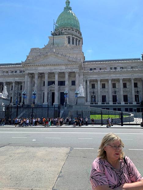 Antonia Gutierrez in front of the Congress building in Buenos Aires on Friday.