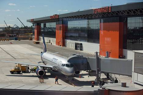 Aeroflotin kone Šeremetjevon kansainvälisen lentoaseman B-terminaalissa vuonna 2018.