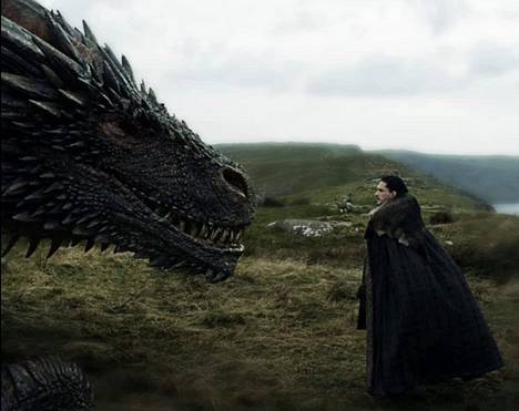 Jon Snow (Kit Harington) yritti kommunikoida lohikäärmeen kanssa Game of Thrones -sarjassa.