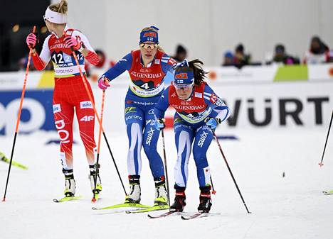 Jasmi Joensuu ja Krista Pärmäkoski sijoittuivat kuudenneksi parisprintissä (v).