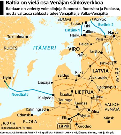Baltian maat pyrkivät eroon venäläissähköstä – Yhtenä uhkakuvana esitetty  sähkökatkoja, joita Venäjä voisi aiheuttaa - Ulkomaat 