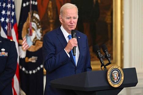 Yhdysvaltain presidentti Joe Biden puhui yleisölle pääkaupunki Washingtonissa torstaina.