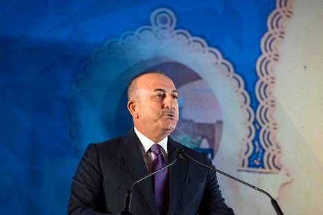 Turkin ulkoministeri Mevlüt Cavusoglu Fèsissä Marokossa 22. marraskuuta. 