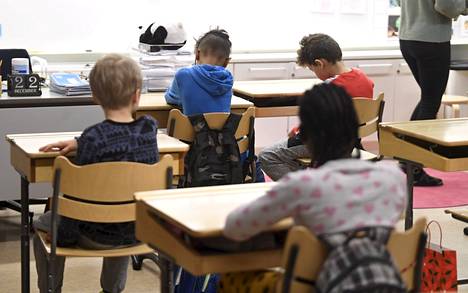 Koululaiset opiskelivat Itäkeskuksen peruskoulussa Helsingissä viime vuoden tammikuussa.