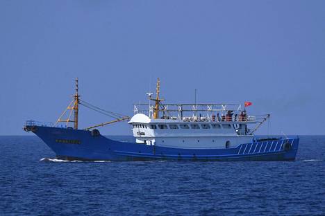 Kiinalaisalus, jonka Filippiinien rannikkovartiosto ajoi pois läheltä Thitun saarta viime viikolla.