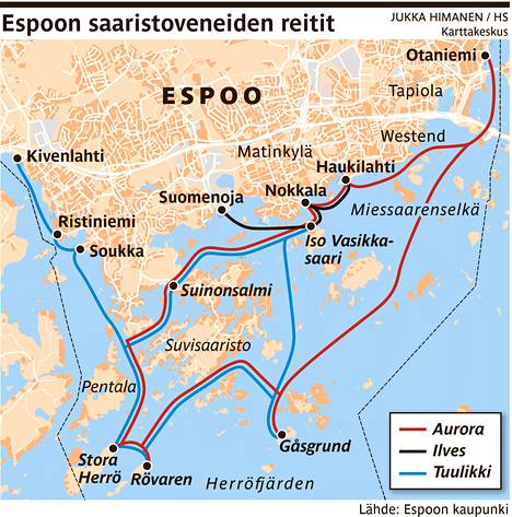 Vuorovene vie upeaan saaristoon - Kaupunki 