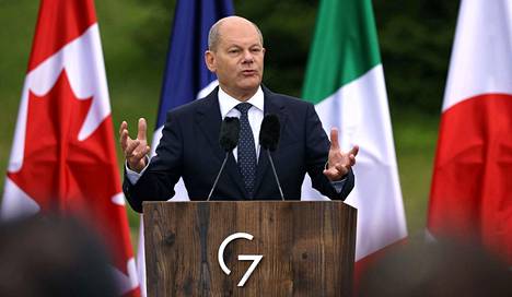 Saksan liittokansleri Olaf Scholz piti kolmipäiväisen G7-kokouksen päätöspuheenvuoron. Kokous järjestettiin Etelä-Saksassa.