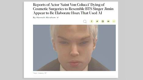 Useat mediat julkaisivat viime viikolla uutisen näyttelijä Saint Von Coluccin kuolemasta. Hänen kuvansa on kuitenkin mitä ilmeisemmin tekoälyn muokkaama, ja koko tarina valeuutinen.