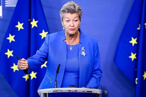 EU:n sisäasioista asioista vastaava komissaari Ylva Johansson lehdistötilaisuudessa 6. syyskuuta Brysselissä.